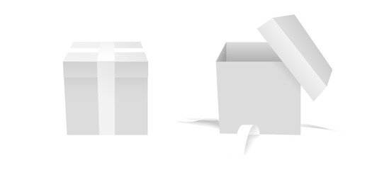 Poster - Open and closed cardboard box icons isolated on white background
