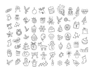 Poster - Christmas doodling elements vector collection