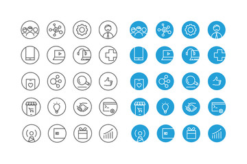 Poster - Different circle icons vector set