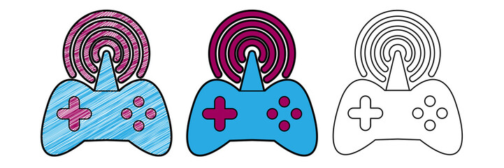 Poster - online game icon design vector with texture. editable outline for other style