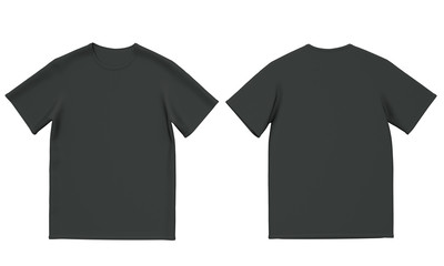 Poster - Mockup black men's t-shirt isolated on white background. Front and back view. 3d rendering