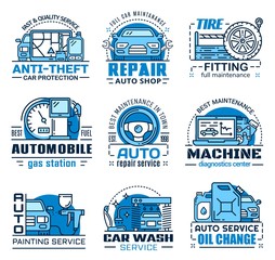 Wall Mural - Vehicle repair and maintenance service icons