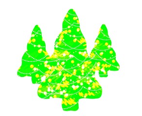 Wall Mural - christmas tree with stars on green background