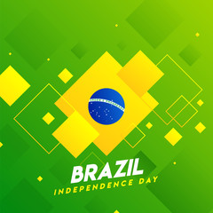 Sticker - Brazil Independence Day celebration poster or template design decorated with abstract element in flag color.