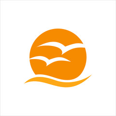 Wall Mural - sun and birds logo. symbol. icon vector eps 10.