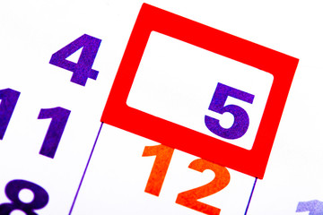 Aufkleber - the calendar. number with a red square. organizer