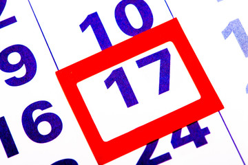 Aufkleber - the calendar. number with a red square. organizer