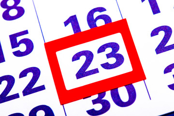 Aufkleber - the calendar. number with a red square. organizer