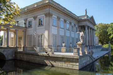 Wall Mural - Warsaw/ Poland - September 22 2019: Lazenkovsky Palace on autumn - a small chamber residence of the last Polish king Stanislav Poniatowski on an artificial island in the Lazenkovsky park in Warsaw.