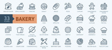 Bakery Shop Elements - Minimal Thin Line Web Icon Set. Outline Icons Collection. Simple Vector Illustration.