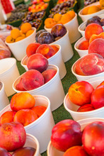 Peaches Plums And Nectarines At A Roadside Farmers Stand