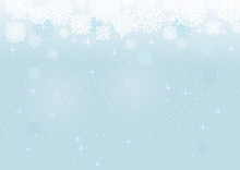 White Snow On The Blue Mesh Background, Winter And Christmas Theme. Abstract Vector Card With Snowflakes.