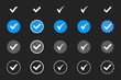 Profile Verification. Verified badge. Set of verified icon with social media verified badge style. Approved icon. Accept badge. Check mark. Approved, verified and protected icons set