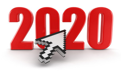 Fototapete - Cursor and 2020. Image with clipping path