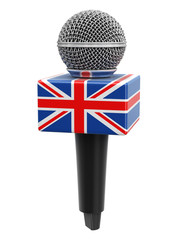 Poster - Microphone with UK flag. Image with clipping path