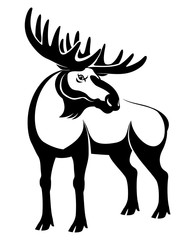 Sticker - Black moose sign on a white background.