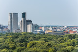 Fototapeta Miasto - Panoramic city view of Berlin from the top of the Berlin Victory Column in Tiergarten, Berlin, with modern skylines and churches.