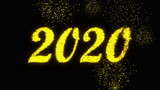 Fototapeta Sypialnia - 3D rendering backdrop with shiny 2020 number. Computer generated animation of happy new year 2020 concept.