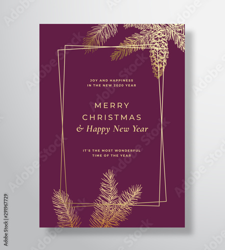 Cuadros en Lienzo Merry Christmas Abstract Vector Greeting Card, Poster or Holiday Background