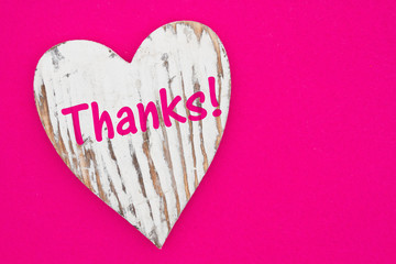 Wall Mural - Thanks message on weathered heart on bright pink