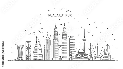 Kuala Lumpur skyline . Vector illustration Canvas Print