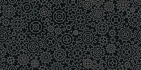 Gears seamless background. Business, industry, technology concept. Vector