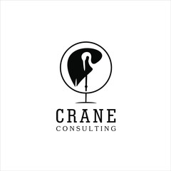 Wall Mural - simple black crane bird logo design idea for company brand