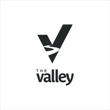 River Logo Valley Vector Or Creek In Simple V Monogram Style Design Idea