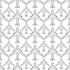 Wall Mural - Airplane vector pattern. Linear airplane background.