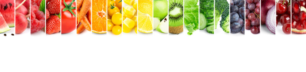 Wall Mural - Collage of color fruits and vegetables