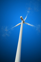 Wall Mural - Bright blue sky moving and wind turbine. Eco power renewable energy