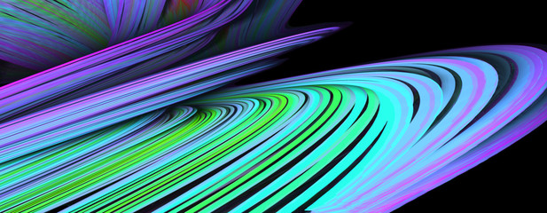 Poster - abstract composition randomly twisted multi-colored stripes, 3D graphics