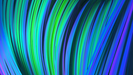Poster - multicolored stripes green-blue, abstract composition, 3d graphics