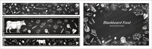 Fotomural Vintage Butcher shop blackboard Cut of Beef Meat