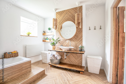 Fotomural Boho style bathroom interior.