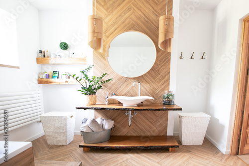Fotomural Boho style bathroom interior.