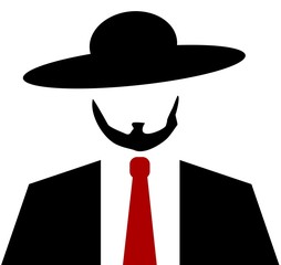 Amish man with red tie and hat