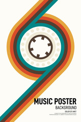 Music poster design template background vintage retro style