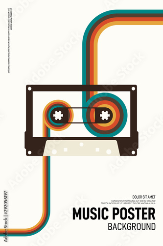 Dekoracja na wymiar  muzyka-plakat-szablon-tlo-w-stylu-retro-vintage