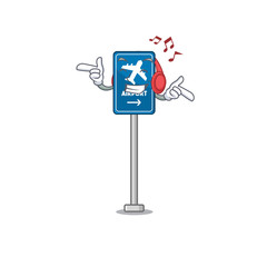 Sticker - Listening music airport sign in the character shape