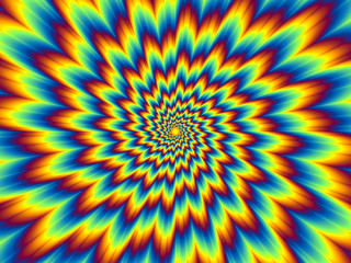 pulsing fiery flower. optical illusion of movement.