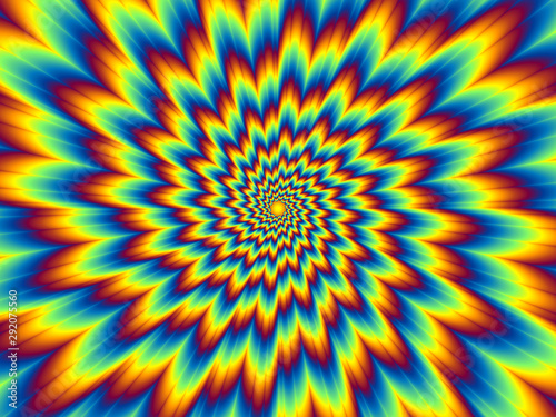 Fotografía Pulsing fiery flower. Optical illusion of movement.