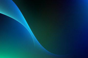 Wall Mural - abstract light blue green curve graphic on dark background, copy space composition.