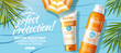 Summer sunscreen spray and cream ad