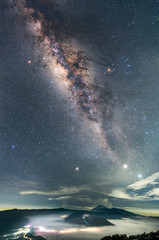 Wall Mural - beautiful stars and milky way over mount bromo in bromo tengger semeru national park, east java, ind