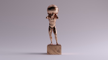 Wall Mural - Bronze Atlas Statue Holding up the Celestial Heavens Front View 3d illustration 3d render