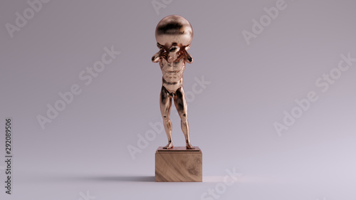 Cuadros en Lienzo Bronze Atlas Statue Holding up the Celestial Heavens Front View 3d illustration