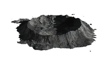 Wall Mural - crater on the surface of the moon, terrain model isolated on white background