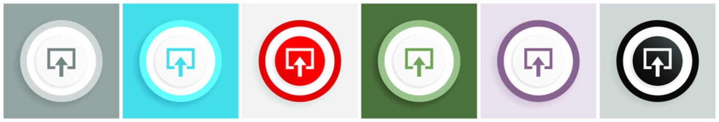 Poster - Enter icon set, colorful flat design vector illustrations in 6 options for web design and mobile applications