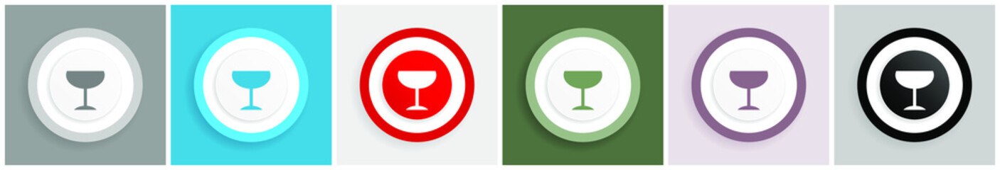 Aufkleber - Alcohol icon set, colorful flat design vector illustrations in 6 options for web design and mobile applications